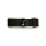 stylish tungsten rings men – black & silver tungsten rivet wedding band