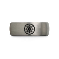 unique presents for couples – gray tungsten ship compass wedding band
