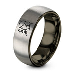 1 Year Gift Anniversary for Husband – gunmetal & silver tungsten singer notes microphone ring