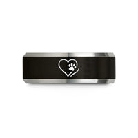 anniversary ring for him – black & gray tungsten tail paw wedding band