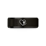 personalized ring for men – black tungsten tail paw wedding band