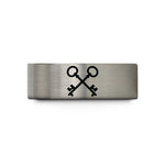 anniversary ring for her – blue & silver tungsten crossed keys wedding band