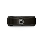 engraved bands for men – black tungsten gas pump wedding band