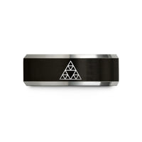 custom wedding bands men – black & silver tungsten sierpinski triangle wedding band