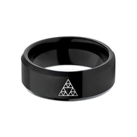 personalized anniversary band – black tungsten sierpinski triangle wedding band