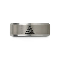 custom wedding bands men – silver tungsten sierpinski triangle wedding band
