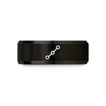 engraved ring for spouse – black tungsten waypoints line wedding band
