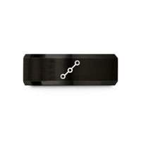 engraved ring for spouse – black tungsten waypoints line wedding band