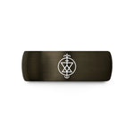 custom engraved rings present – gunmetal & black tungsten azoth wedding band