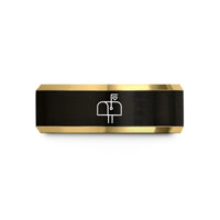 personalized anniversary present ideas – black & gold tungsten mailbox heart wedding band