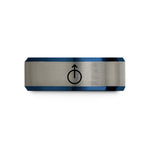 unique wedding anniversary ideas – black & blue & silver tungsten north node wedding band