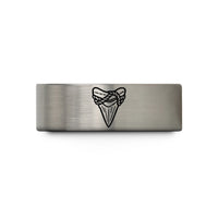 romantic present for partner – black & blue & silver tungsten shark tooth rope wedding band