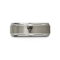 special ring for couples – blue & gray tungsten shark tooth rope wedding band
