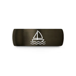 personalized presents for her – gunmetal & blue tungsten ship waves wedding band
