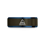 personalized presents for her – gunmetal & blue tungsten ship waves wedding band