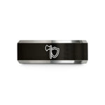 men's anniversary rings present – black & grey tungsten axe shield pair wedding band