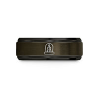 engraved rings for him – gunmetal & black tungsten cello endpin wedding band