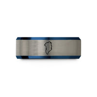 men’s wedding band present – blue & grey tungsten greenland wedding band