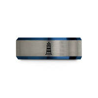 tungsten wedding bands – black & blue & silver tungsten lighthouse bands wedding band