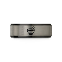 women’s tungsten band present – black & blue & gray tungsten mortar pestle wedding band