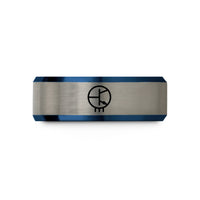 tungsten wedding rings men – blue & silver tungsten transistor symbol wedding band