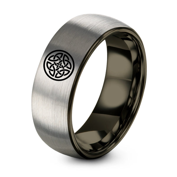 Weave Knot – Tungsten Wedding Band, 8 mm, Gunmetal, Gray Comfort-Fit Unisex