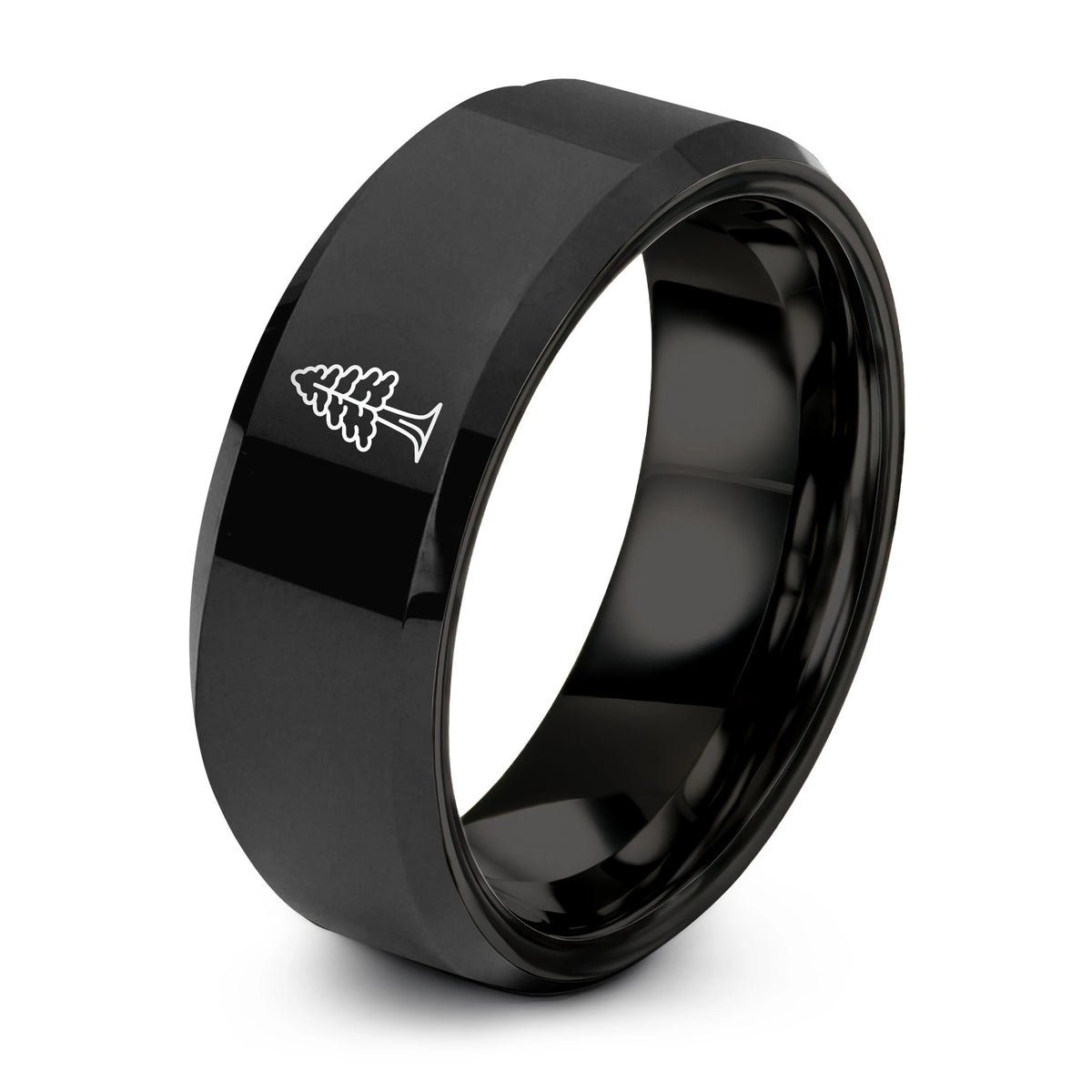 1 Year Wedding Gift Anniversaries for Men – black tungsten giant sequoia tree ring