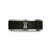 engraved ring for couples – black & gray tungsten tailpiece strings wedding band