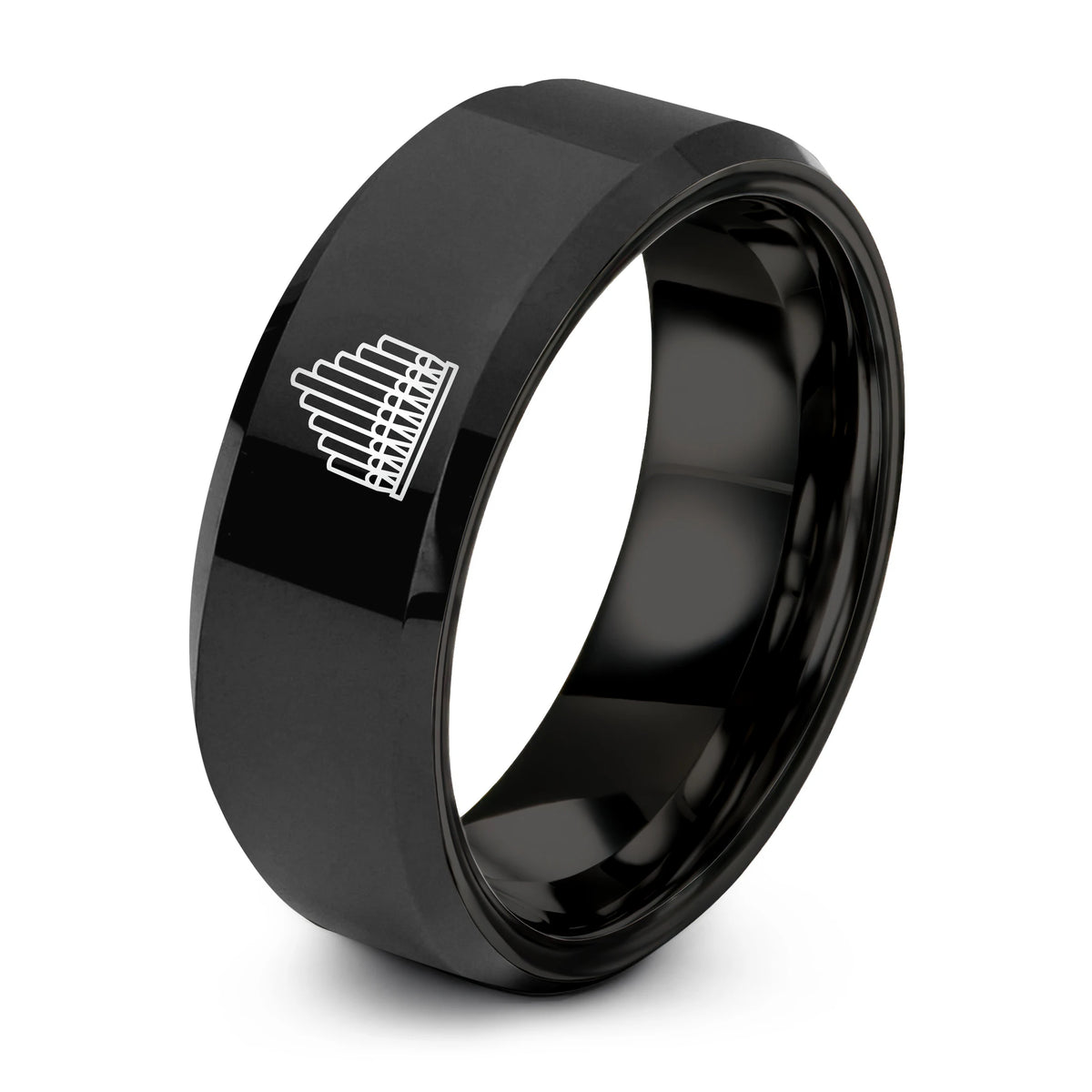 1 Year Wedding Gift Anniversary – black tungsten pipe array ring