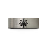 men and women rings – blue & silver tungsten rudder wedding band