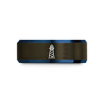personalized anniversary present ideas – gunmetal & blue tungsten st augustine lighthouse wedding band