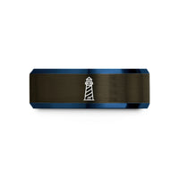 personalized anniversary present ideas – gunmetal & blue tungsten st augustine lighthouse wedding band