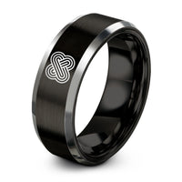 first year marriage present – black & grey tungsten turing stripes ring
