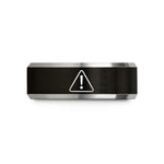 present ideas for her – black & grey tungsten caution sign wedding band