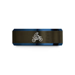 best anniversary presents – gunmetal & blue tungsten motocross jump wedding band