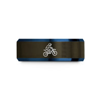 best anniversary presents – gunmetal & blue tungsten motocross jump wedding band