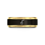 engraved presents for couples – black & gold tungsten saxophone neck mouthpiece wedding band