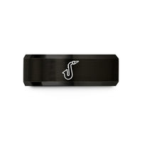 unique rings for women – black tungsten saxophone neck mouthpiece wedding band