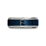 custom bands for couples – blue & gray tungsten blue flag wedding band