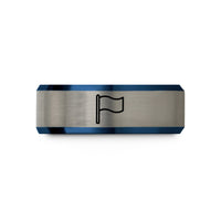 custom bands for couples – blue & grey tungsten blue flag wedding band