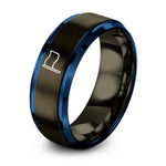 1 Yr Gift Anniversaries for Him – gunmetal & blue tungsten blue flag ring