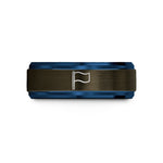engraved rings for men – gunmetal & blue tungsten blue flag wedding band