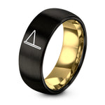 1 Yr Gift Anniversaries for Him – black & gold tungsten pennant flag ring