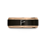 wedding band for men – black & rose gold tungsten pennant flag wedding band