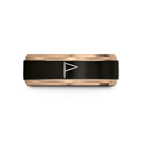 wedding band for men – black & rose gold tungsten pennant flag wedding band