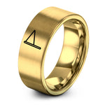 engraved rings for him – gold tungsten pennant flag ring