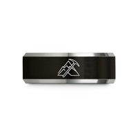best anniversary presents him – black & silver tungsten snowy axe wedding band