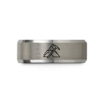 personalized presents for him – black & grey tungsten snowy axe wedding band