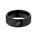 tungsten rings for men – black tungsten snowy axe wedding band
