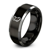 custom rings for couples – black & silver tungsten stocking ring